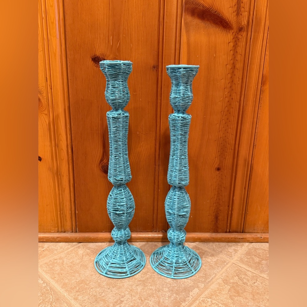 Two Crate & Barrel Candlestick Holders